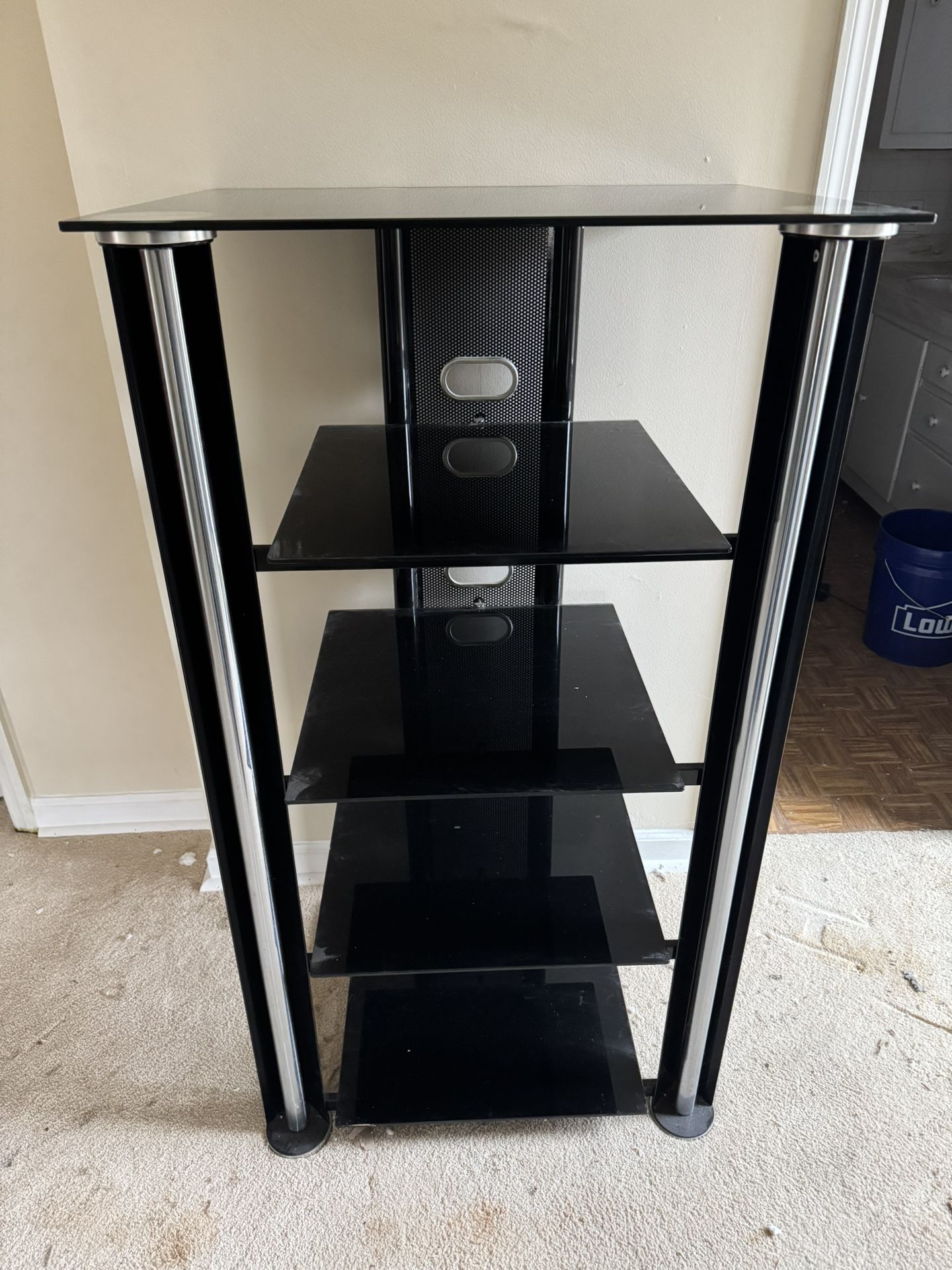 Black Glass And Metal Shelving