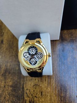 Activa Drift X Invicta Men's Watch - Gold Tone & Black Rubber Strap (ACW9349-009)