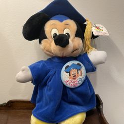 Graduation Mickey Mouse Disneyland Plush Blue Gown Yellow Tassel VTG 1989 Pin. Condition is pre owned and is overall in very good shape as the origina