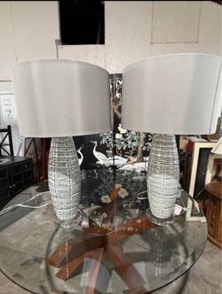 Uttermost Brescia Table Lamps (Set of 2, Modern Gray Ceramic)