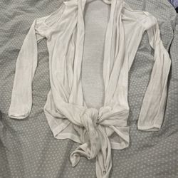 Long White Sweater. Front Tie  Large