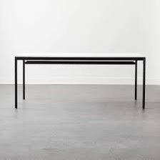CB2 Aptum Desk / Parsons Table – White Gloss Top + Black Metal Frame (with Hidden Storage)
