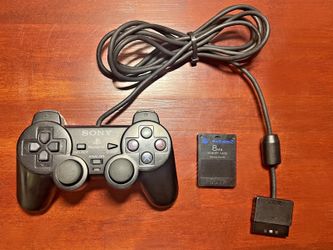 Sony PlayStation 2 PS2 Black Controller DualShock 2 OEM SCPH-10010 W/Memory Card