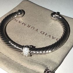 David Yurman 7 Mm Diamond Middle Cable Bracelet Med / Large 