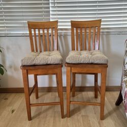 2 Wooden Chairs $15 Each. $25 For The Pair