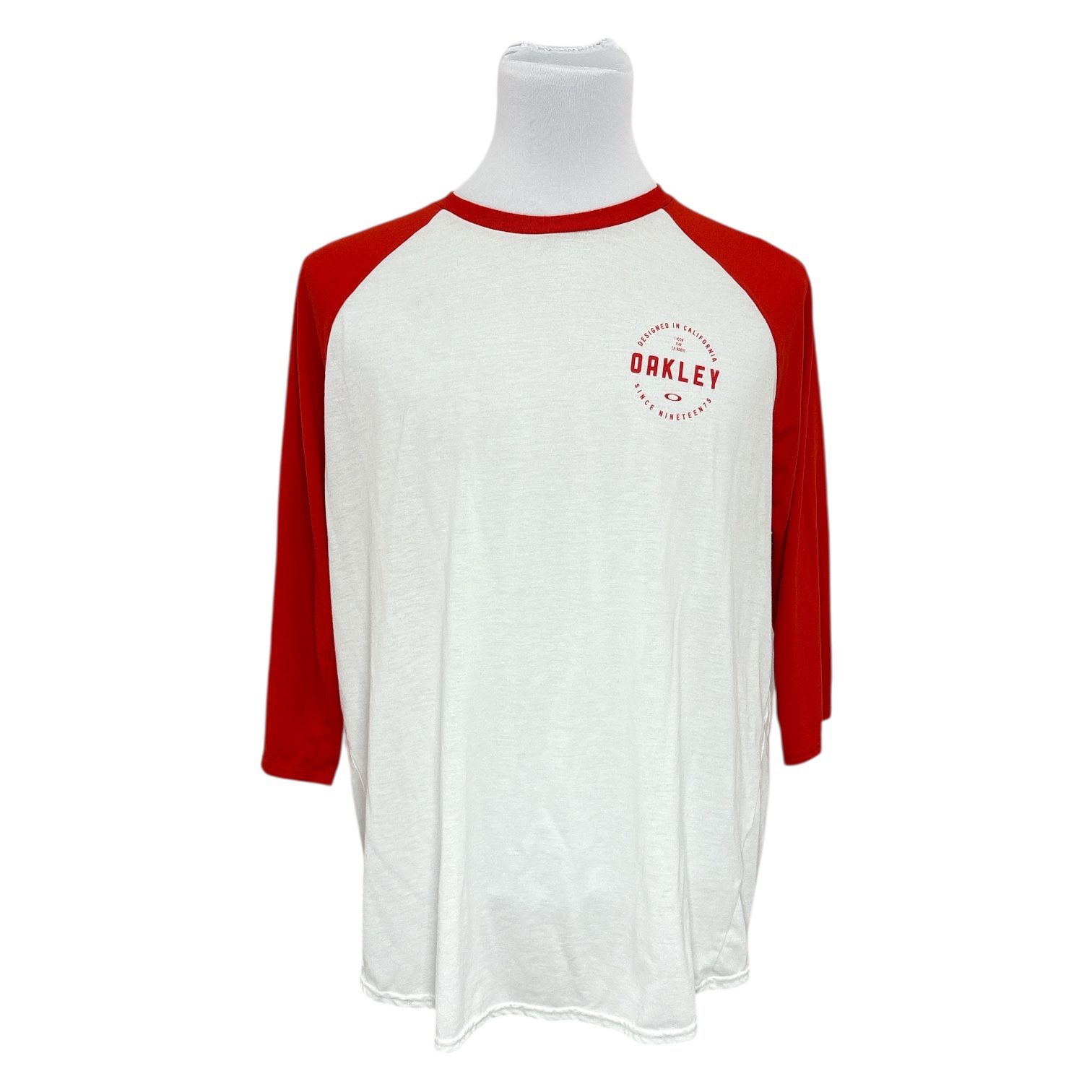Oakley Men's 3/4 Sleeve Baseball Tee Shirt Orange White Size 2XL