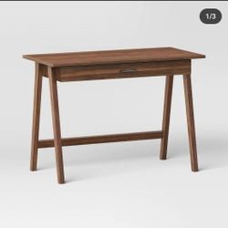 Paulo Wood Writing Desk With Drawer - Walnut For $80