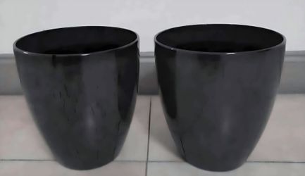 *** JUST REDUCED *** PAIR of 10.5" (Tall) Green Resin Planters (2 for $30) @ Lasting Creations