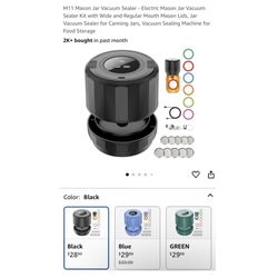 Brand new M11 Mason Jar Vacuum Sealer - Electric Mason Jar Vacuum Sealer Kit with Wide and Regular Mouth Mason Lids, Jar Vacuum Sealer for Canning Jar