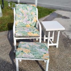 4 Patio Chairs w/ Side Table & Ottoman 