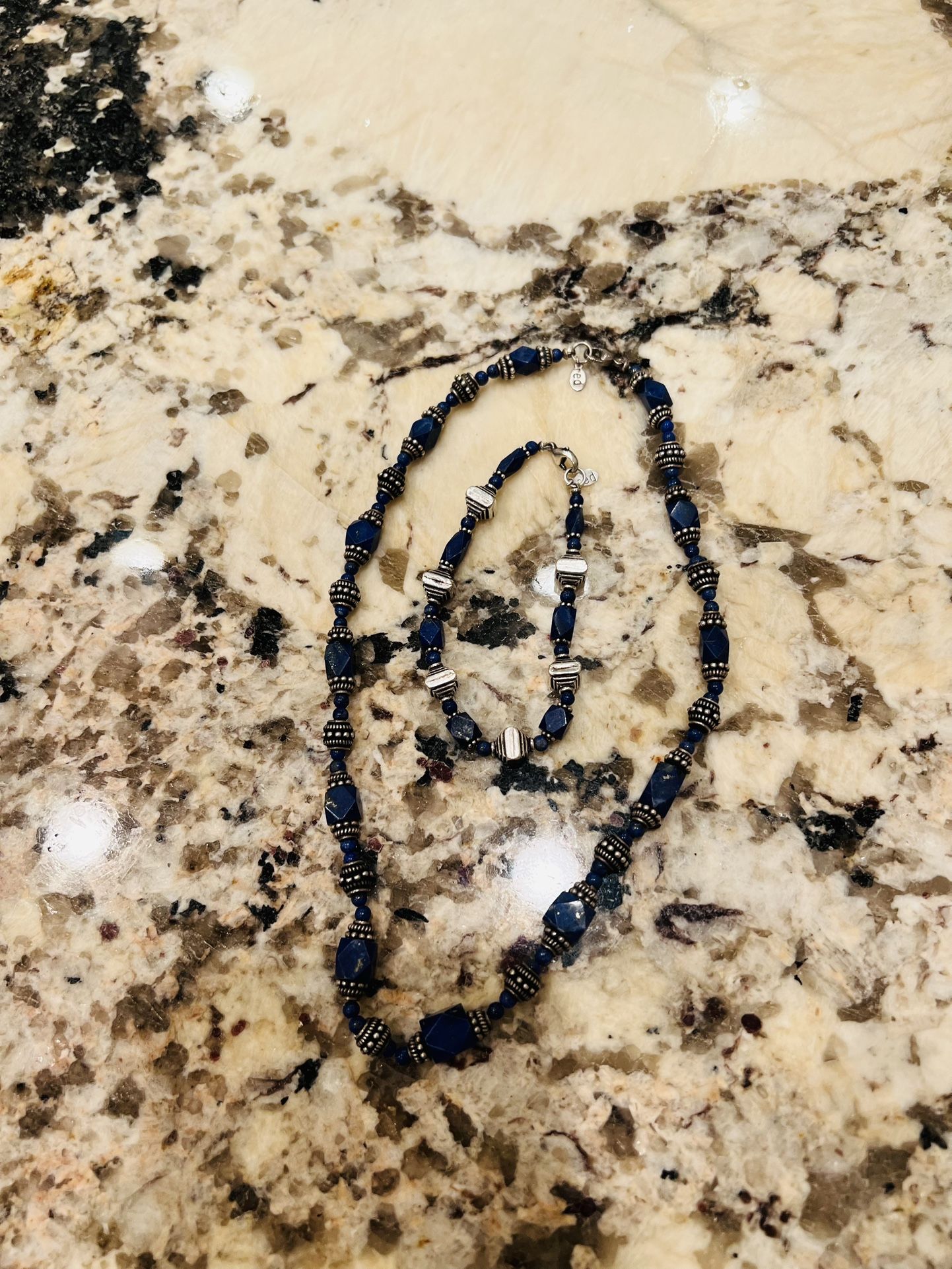 Sterling Silver Lapis Lazuli Necklace And Bracelet