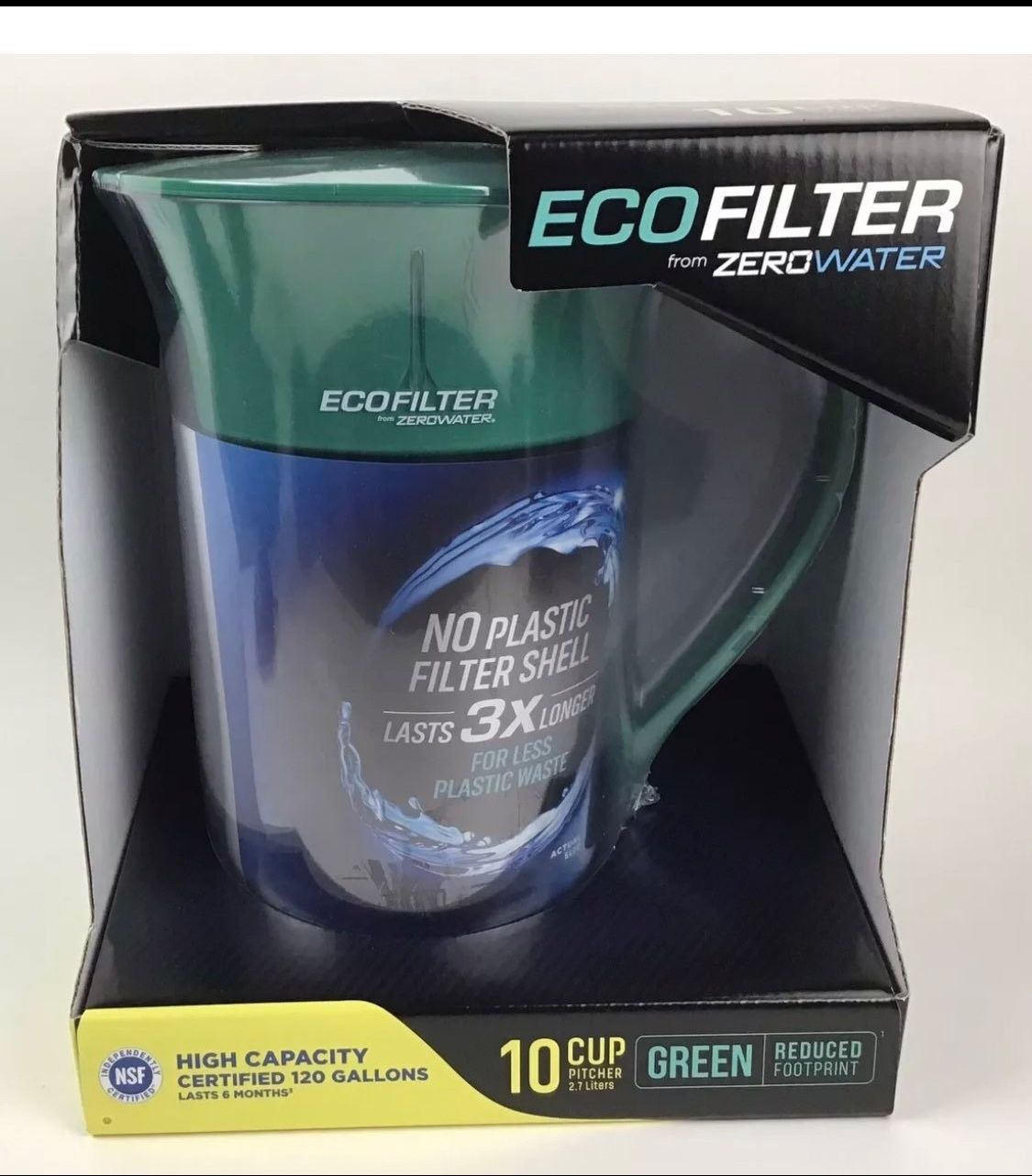 ZERO WATER ZP-010ECO EcoFilter Water Filter Pitcher 10 Cup Capacity