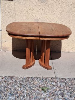 Wood table.