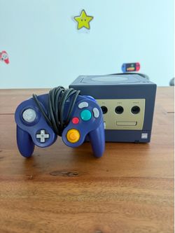 GameCube indigo with memory card and controller