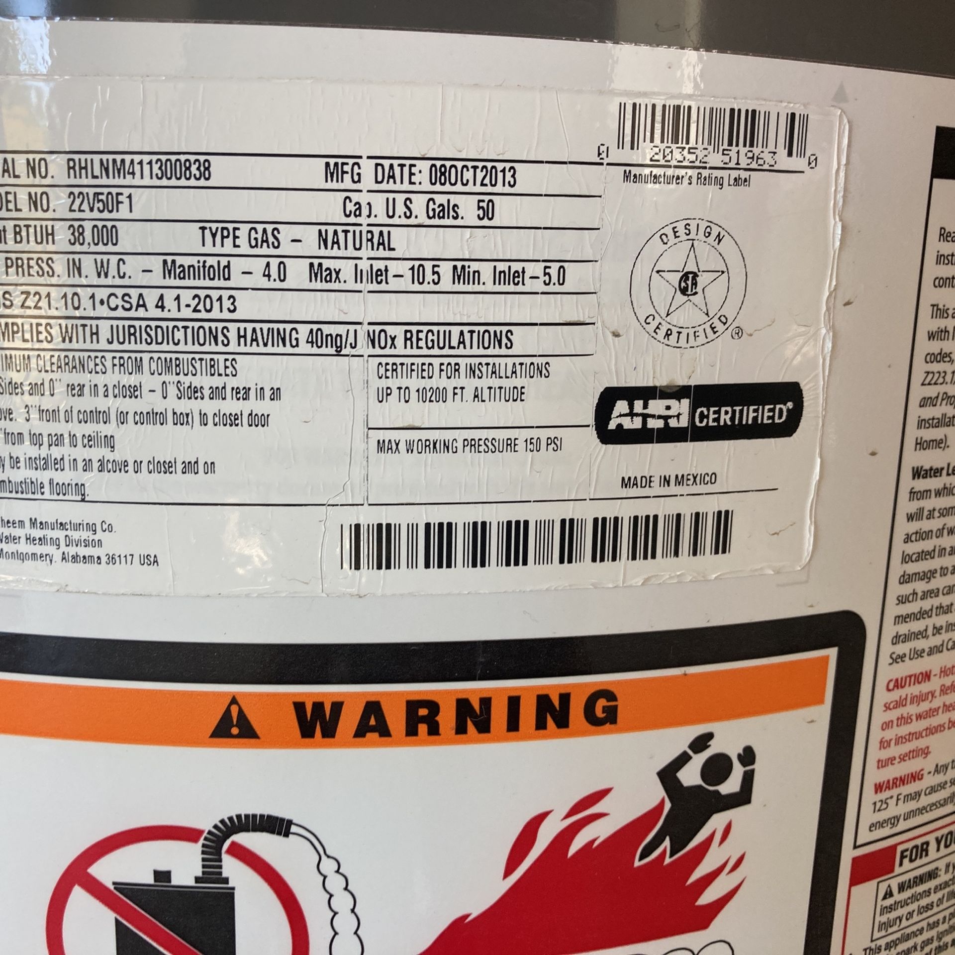 Rheem 50gal Gas Water Heater for Sale in Lynnwood, WA - OfferUp