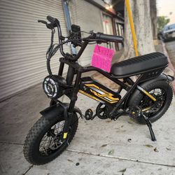 Adult Electric Bicycle - 16"x 4" Wide Tires, 1000W Peak Electric Bike Motorcycle, 7 Speeds, 48V 15.6/18.2AH Battery, Long Seat Electric Bicycle No key