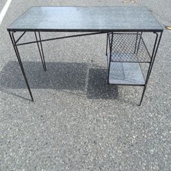 Mid Century Modern 1950s Vintage Desk Hairpin Legs Steel And Grey Formica Lightweight
