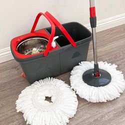 (New) $20 Spin Mop System with 2pcs Replacement Microfiber mops