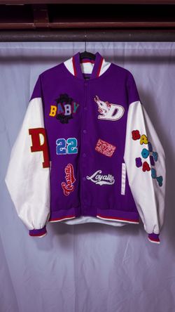 Dababy Varsity Jacket Men’s XL Patches Purple Charlotte Leather Letterman