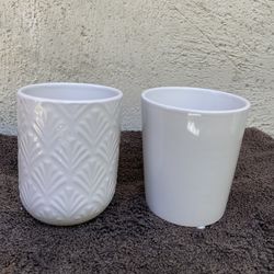 White Ceramic Flower Pots 