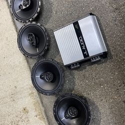 JL MONOBLOCK AMP AND 4 ROCKFORD FOSGATE 6.5 SPEAKERS