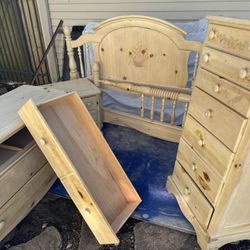 Sturdy wood full or Queen bed frame wha included description below And 