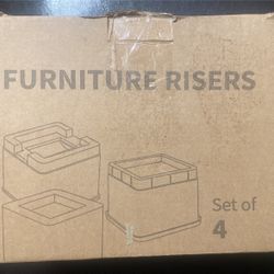 Set of 4 Dark Wood Grain Bed or Furniture Risers