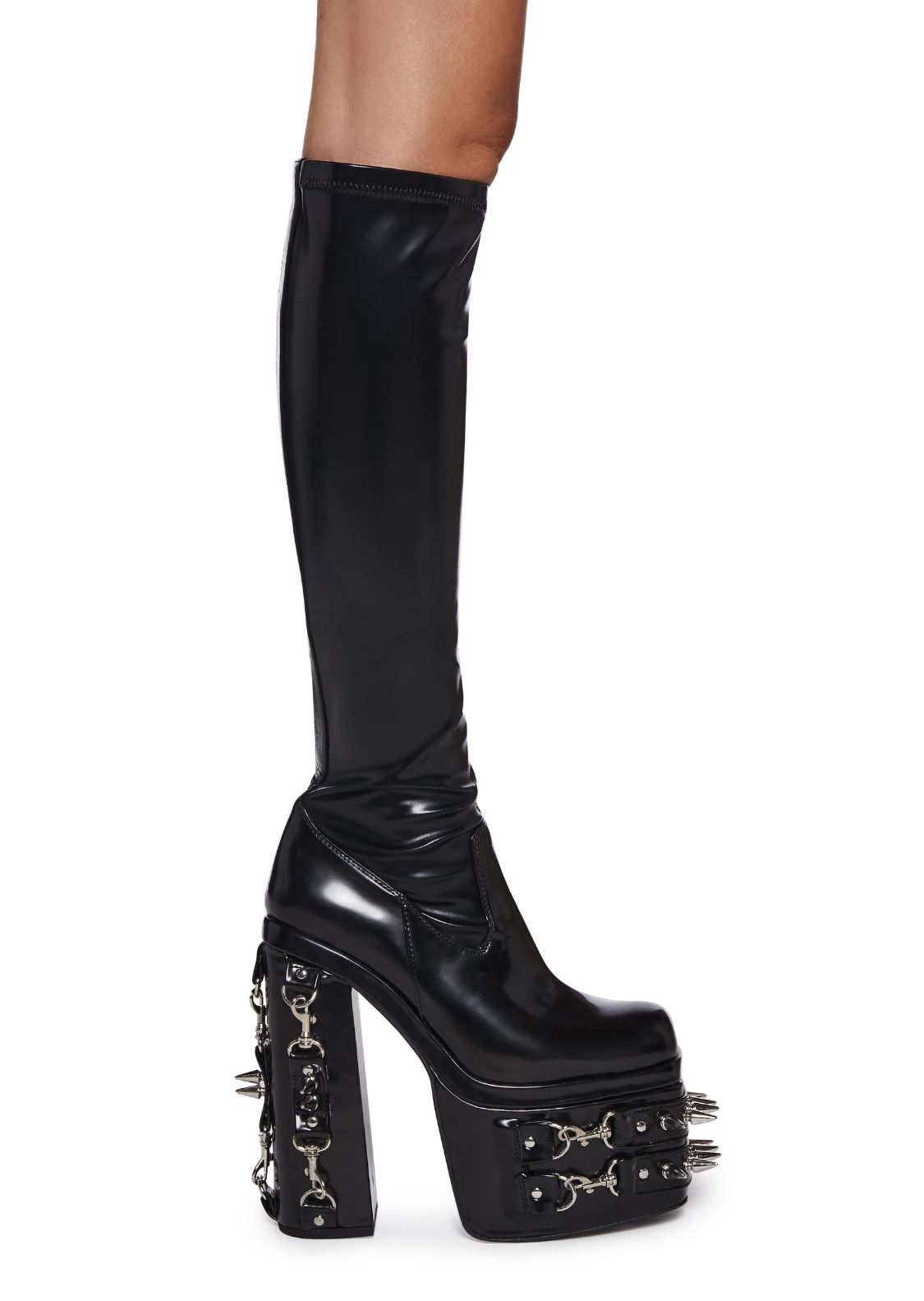 Total Bondage Stretch Spiked Platform Boots (DollSkillz)