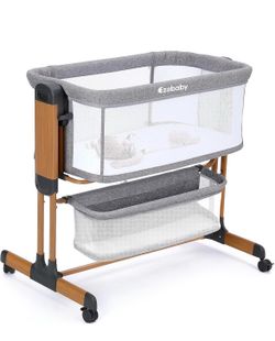 Ezebaby 3-in-1 Baby Bassinet, Rocking Baby Bassinets Bedside Sleeper, Adjustable Portable Crib for Newborn Infant with Wheels Storage Basket and Mesh