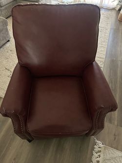 Burgundy Faux Leather Accent Chair with Nailhead Trim