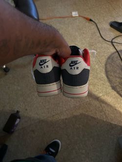 Red white and blue Air Force ones