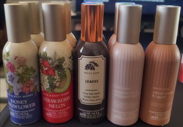 Bath and body sprays, room sprays, soap, body cream and mini set