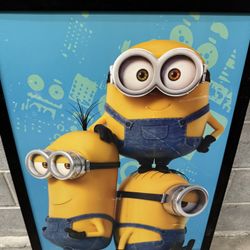 Despicable Me Minions Bob Stuart Kevin Framed 25.5x38. 7$ cash 