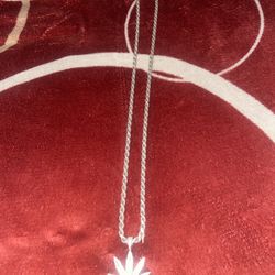 Silver Chain With Weed Plant Pendant 
