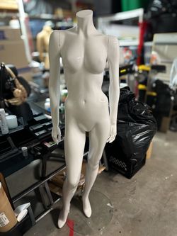 White female mannequin with glass base