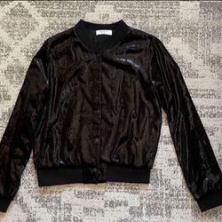 Bailey 44 Women’s “Rite of Night” Black Velvet Bomber Jacket In Excellent Condition   