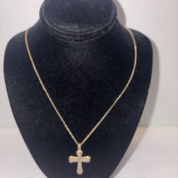 36825-12 14KYG DIAMOND CUT FRANKO TYPE LINK WITH CROSS PENDENT