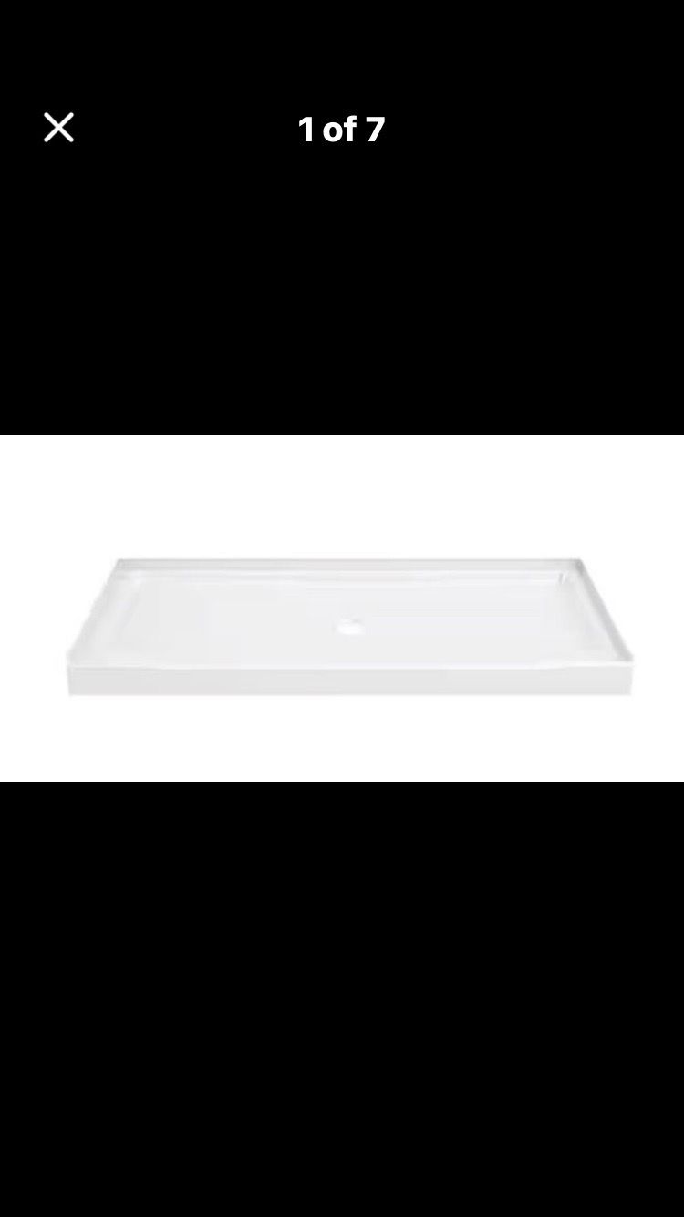 Shower Pan, 60 in. L x 30 in. W Alcove Shower Pan Base with Center Drain