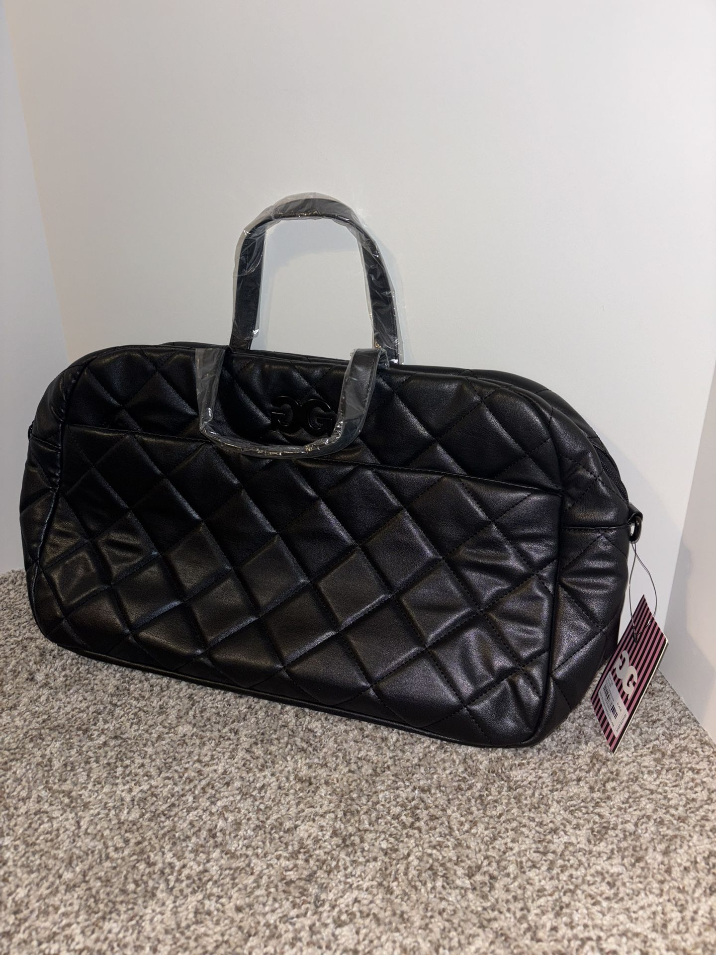 Brand New With Tags Gilda Paris Large Black Vegan Leather Crossbody Bag