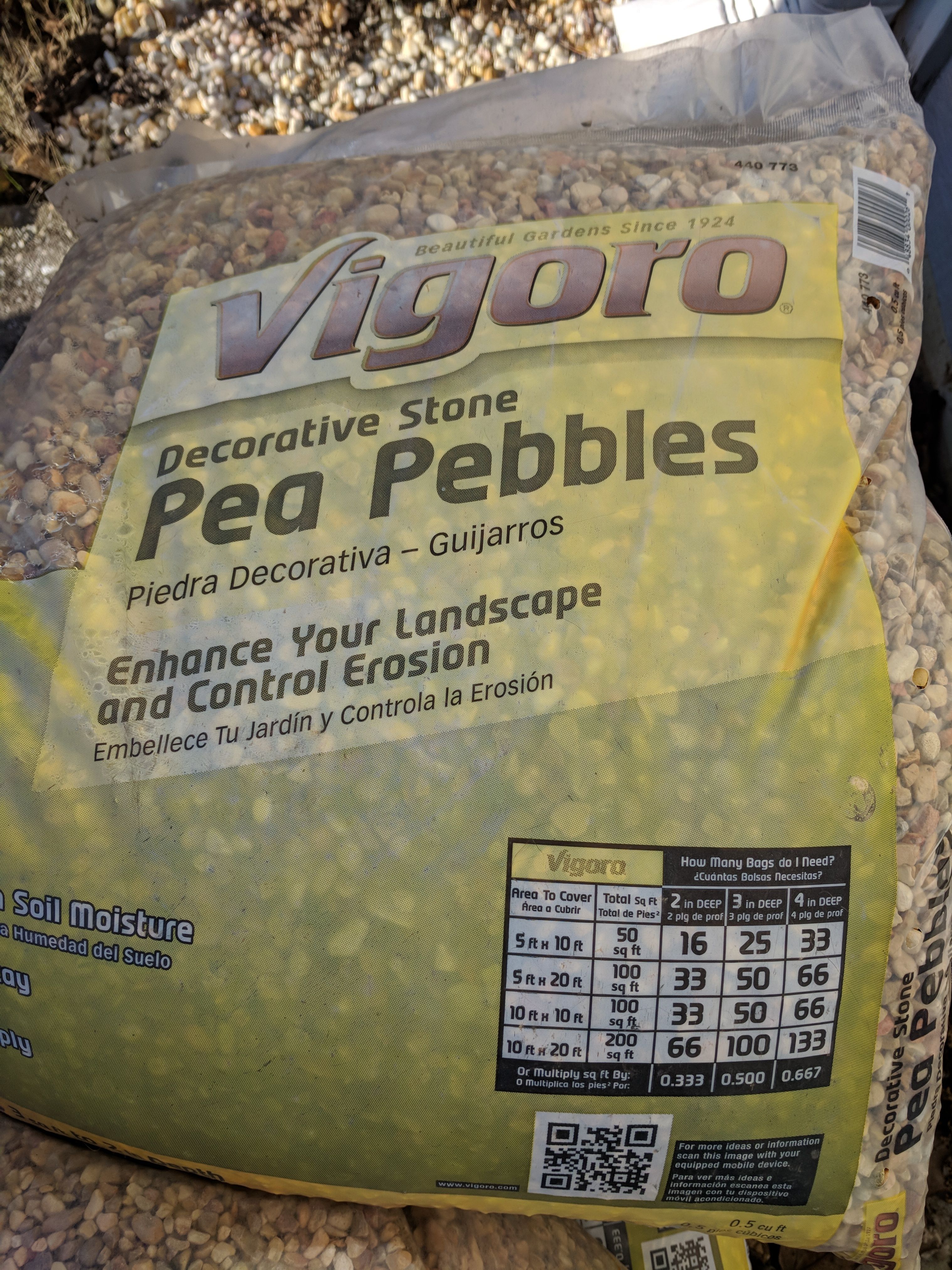 Pea pebbles 9 bags, one bag Imperial river rock, one bag, polished beach pebbled