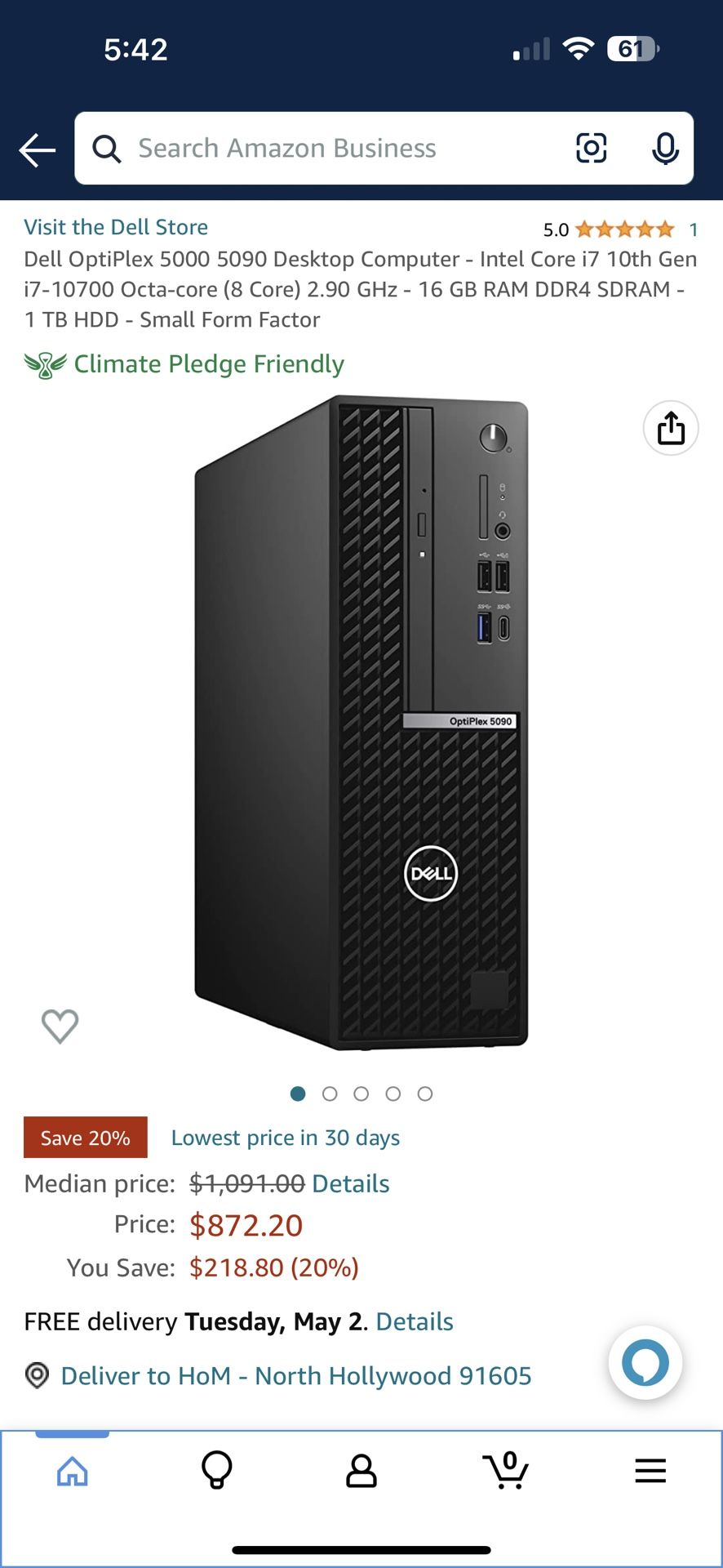 Dell OptiPlex 5000 5090 Desktop Computer - Intel Core i7 10th Gen