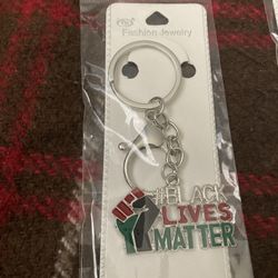 Black Lives Matter Keychain Silver Green Red