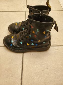 Dr Martens Black Boots With Hearts . Little Kid Size12