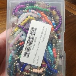 24pc Beaded Healing Crystal Anklet Set