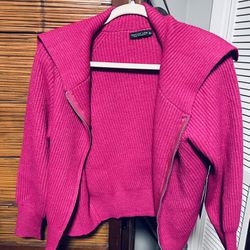New No Tag. Hot Pink. Xl Zip Front Sweater Top
