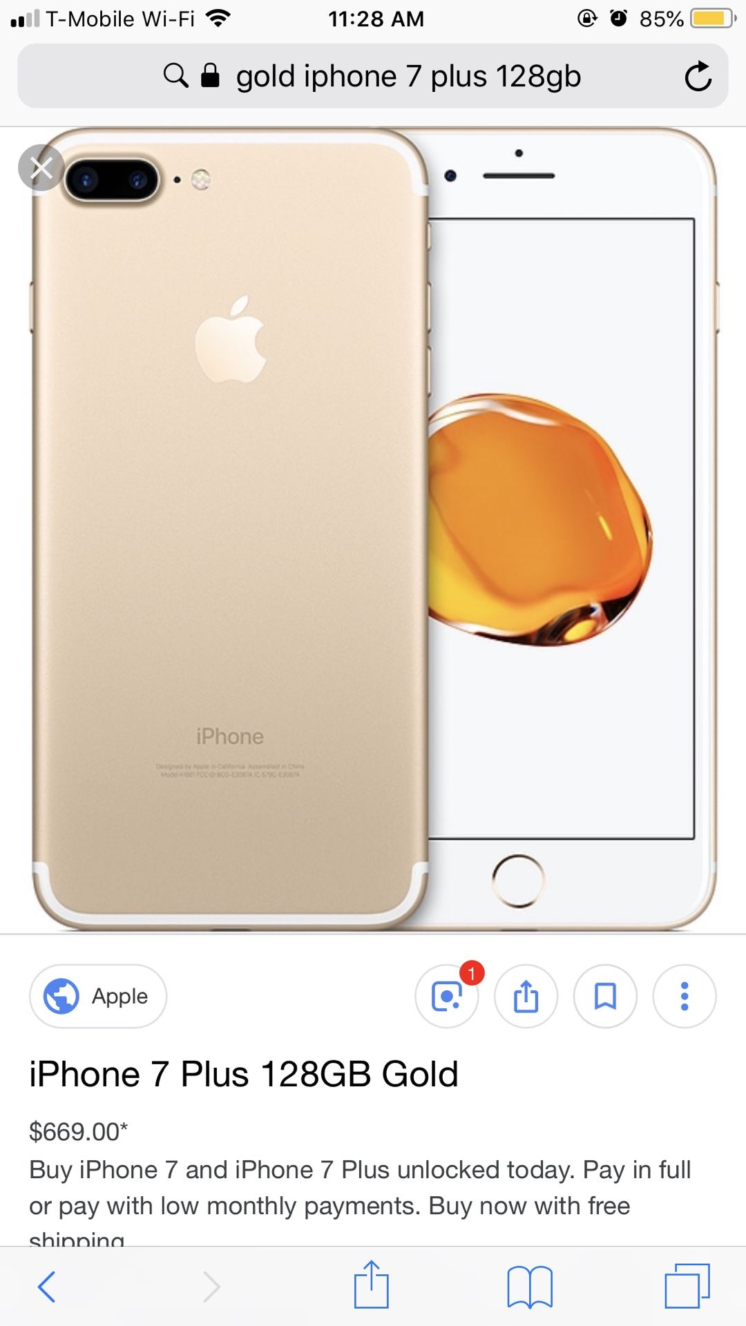Gold iPhone 7+ 128 gb will trade for iPhone X/xs/xr with lower gb