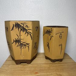 Handmade Hexagonal Bonsai Pots-Ceramic Bonsai Planters.(L.$35,M.$25)