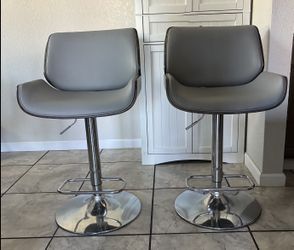 Modern Adjustable Swivel Bar Stool, Gray