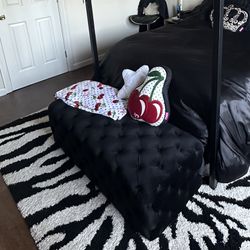 Black Velvet Ottoman