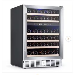 23.43 in. Dual Zone 52-Bottle or 56-Cans Free Standing/ Built-in Beverage and Wine Cooler in Stainless Steel